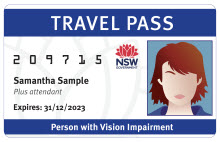 Vision Impaired Person's travel pass